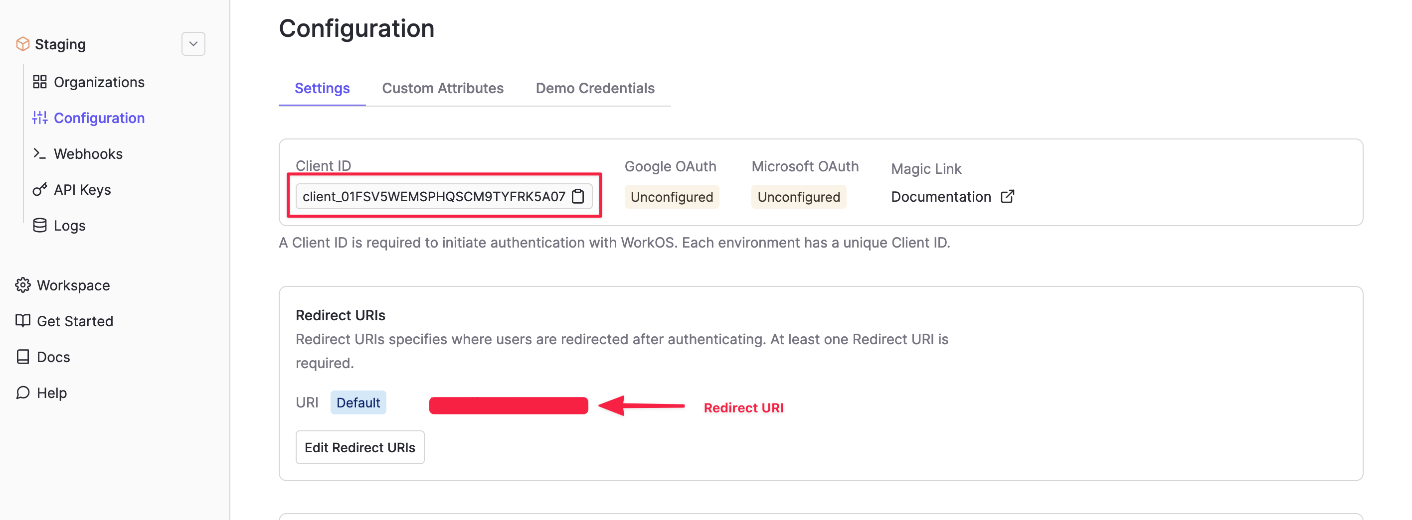 Fetch Client ID and configure Redirect URI