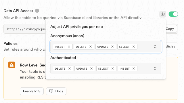 Grant Toggles for Exposed Schemas