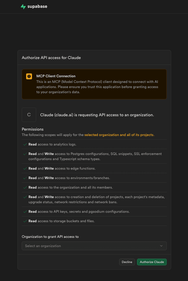 Supabase is now an official Claude connector
