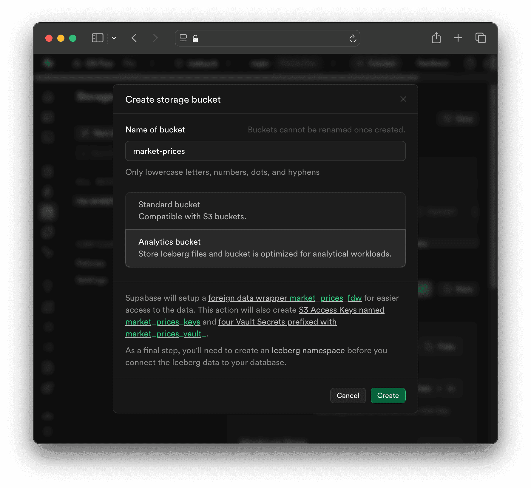 Supabase Analytics Buckets with Iceberg Support