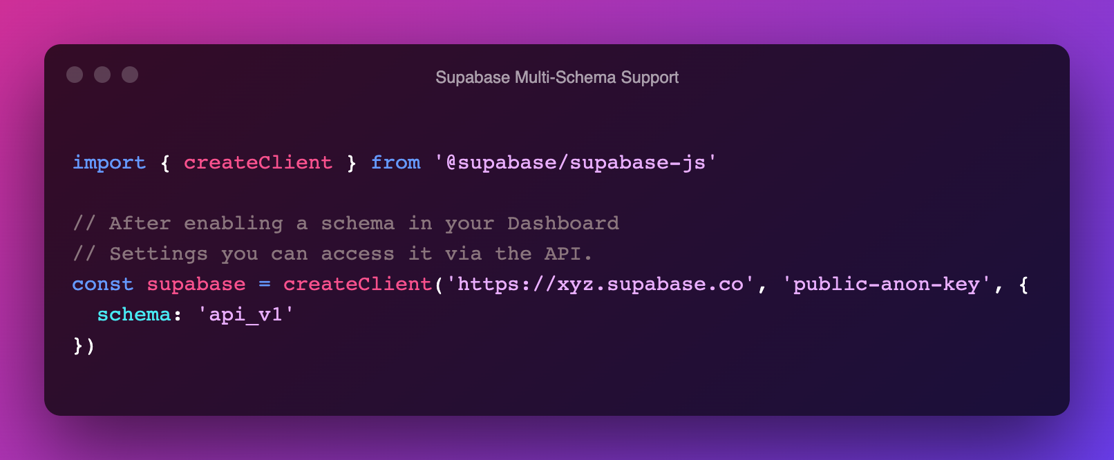 Multi-schema support (API)