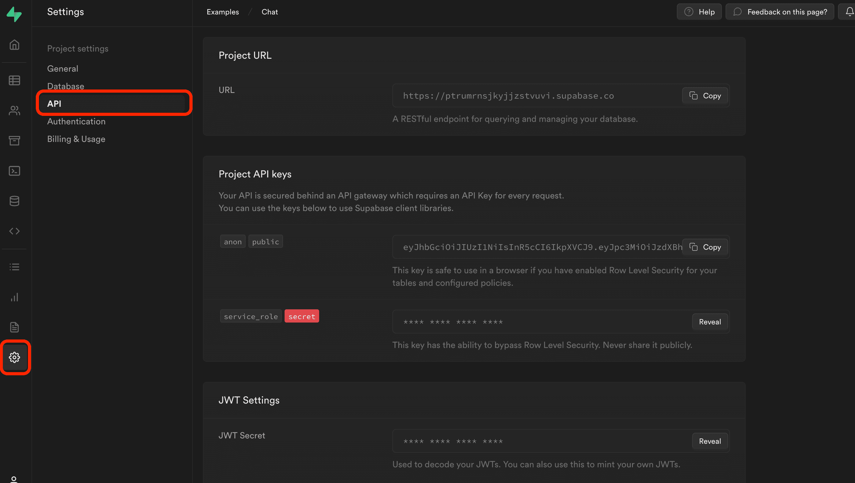 Location of your Supabase credentials