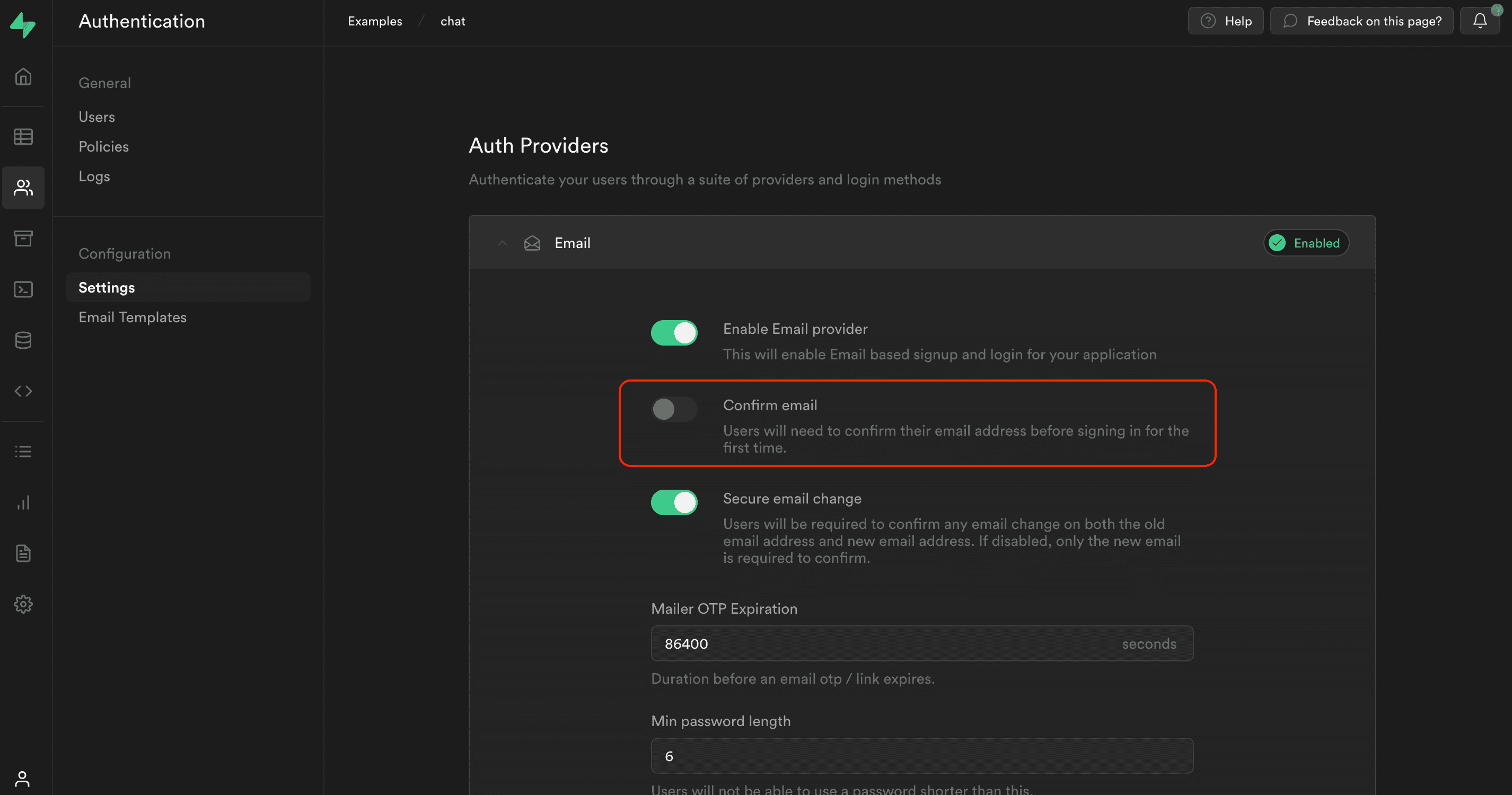turn off email confirmation