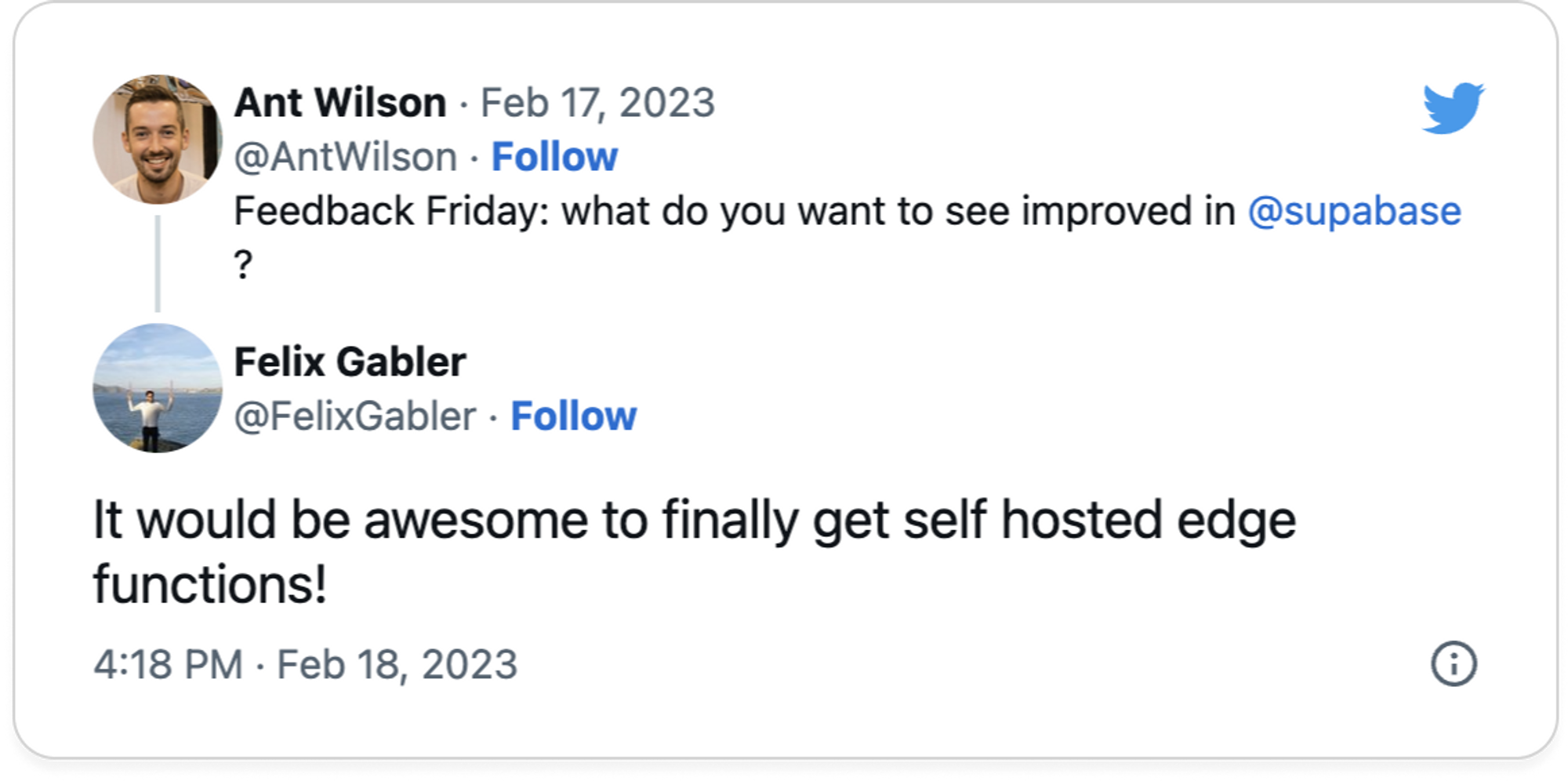 Self-hosted functions tweet