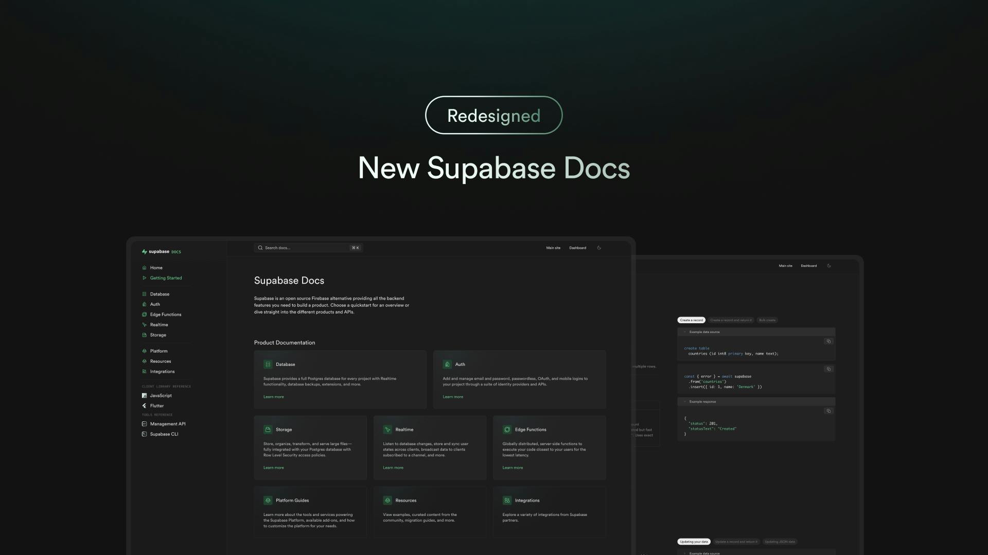 New Supabase Docs, built with Next.js thumbnail