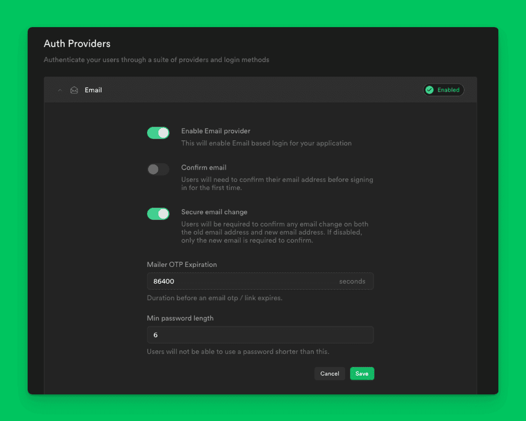 Disable Email confirm