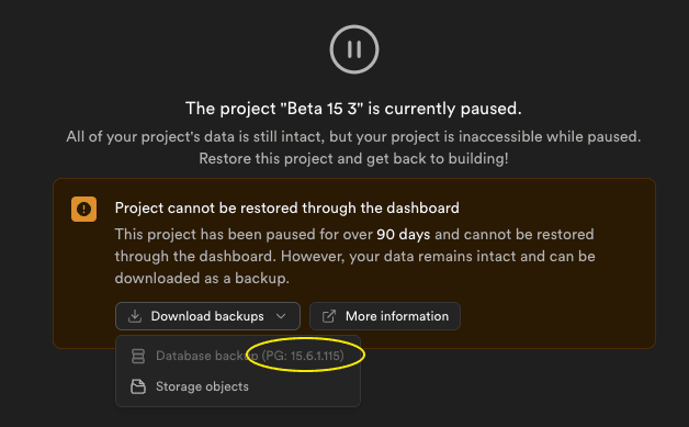 Restoring a downloaded backup locally | Supabase Docs