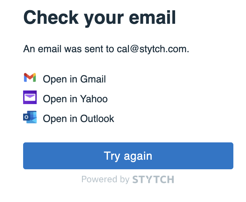 Email login step two