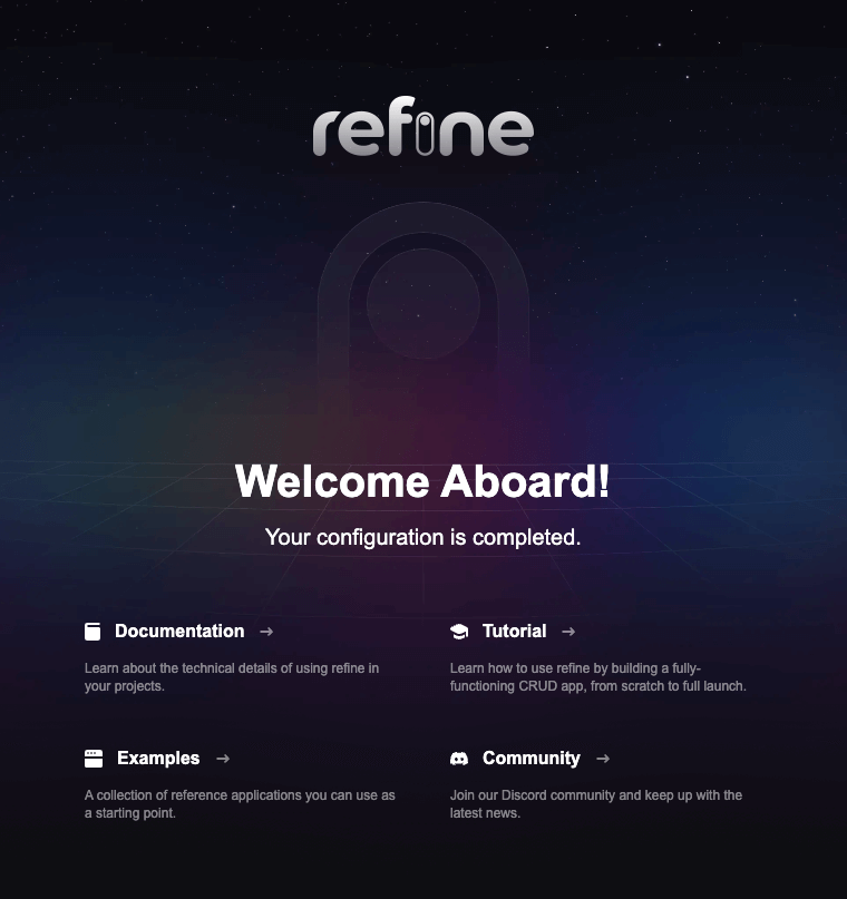 refine welcome page