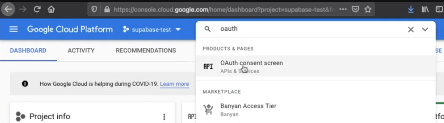 Open the OAuth consent screen