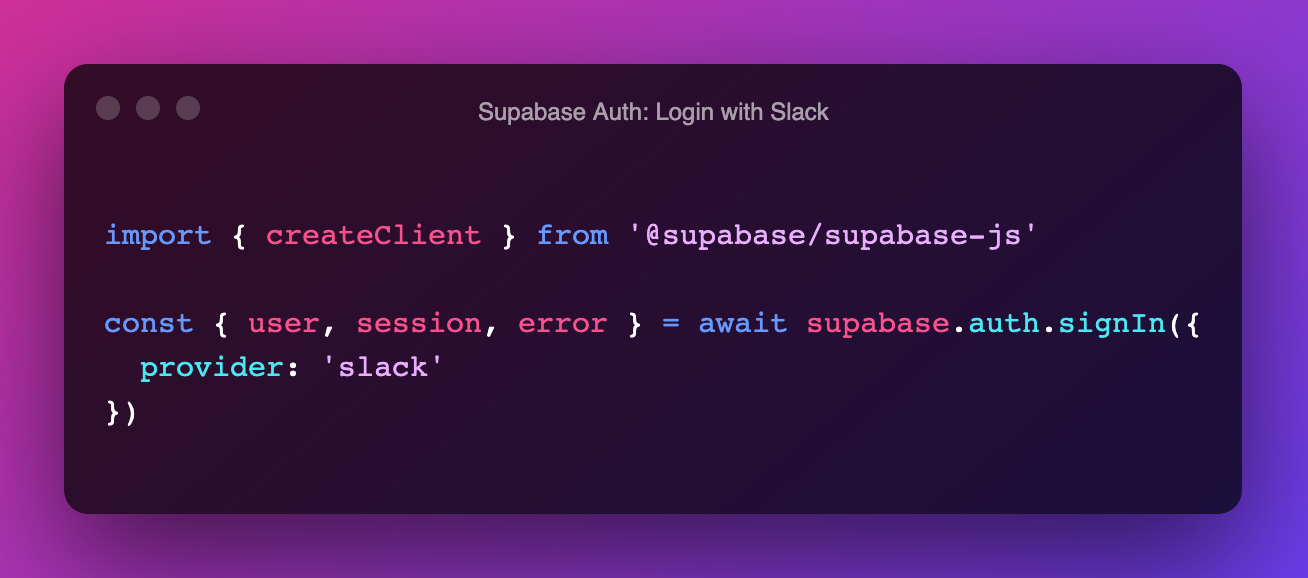 Supabase Auth: Login with Slack