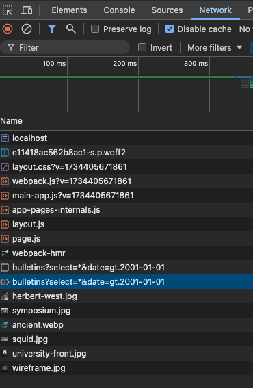 bulletins request with date scope