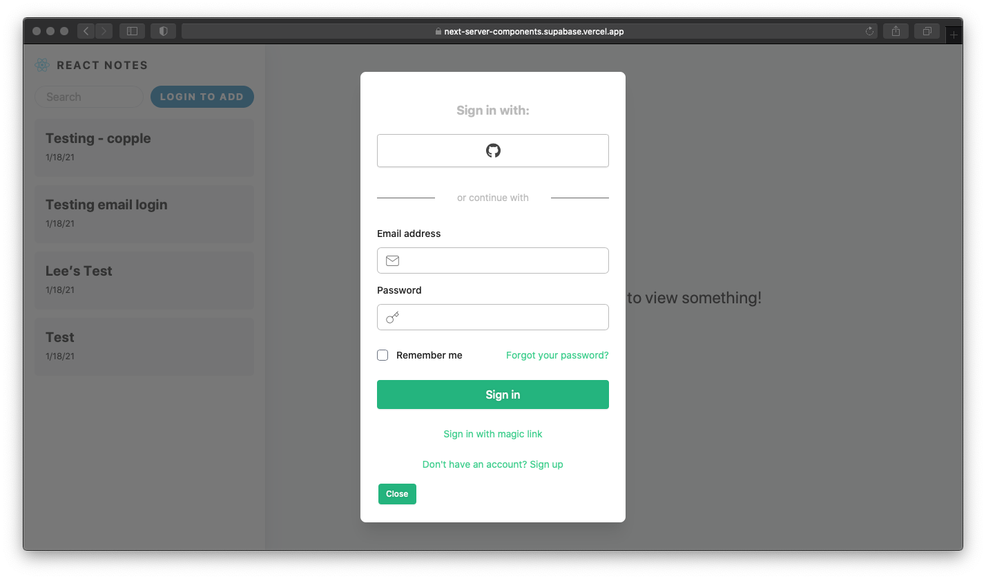 Supabase has released a React Auth widget