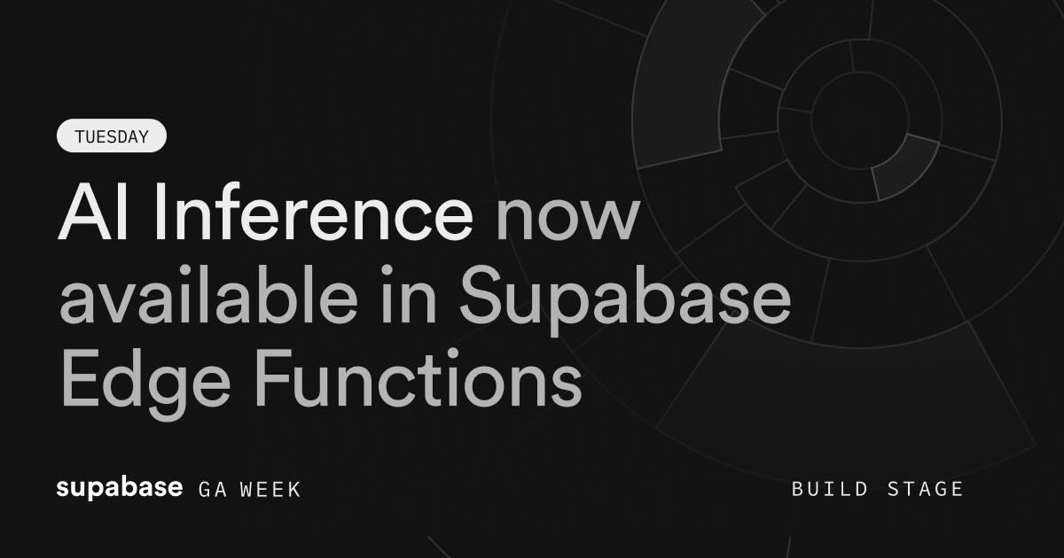 We're making it super easy to run AI models within Supabase Edge Functions. A new built-in API is available within the Edge Runtime to run infere